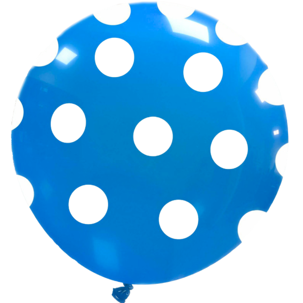 Cattex 32" Round Blue Polka Dots Latex Balloon – (1 Piece)