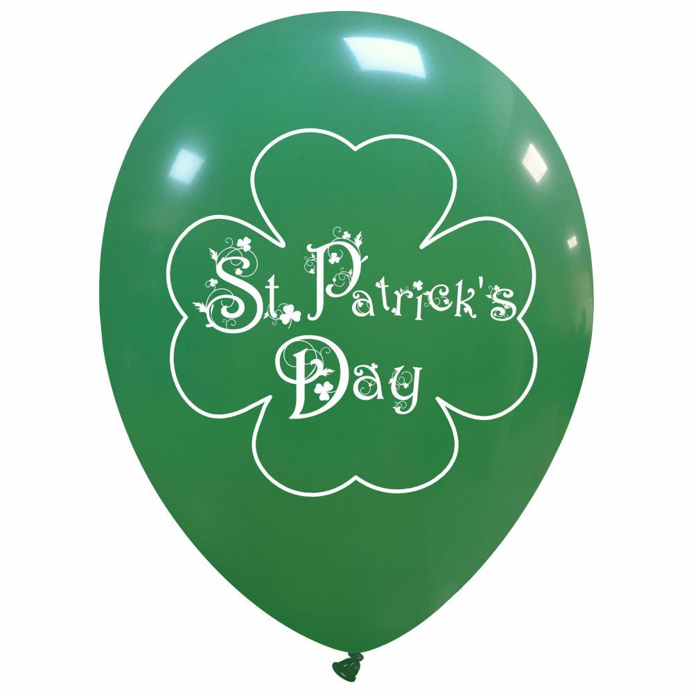 Cattex 12" St. Patrick's Day Four-Leaf Clover Latex Balloons – (Pack of 20)