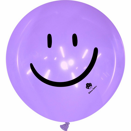 Cattex 40" Crystal Purple Round Smiley Latex Balloon – 2-Sided Print (1 Piece)