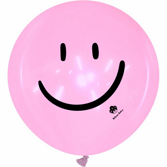 Cattex 40" Crystal Fuchsia Round Smiley Latex Balloon – 2-Sided Print (1 Piece)