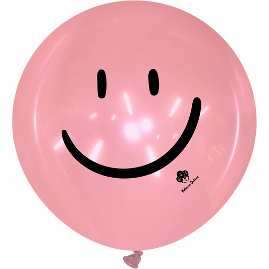 Cattex 40" Crystal Red Round Smiley Latex Balloon – 2-Sided Print (1 Piece)