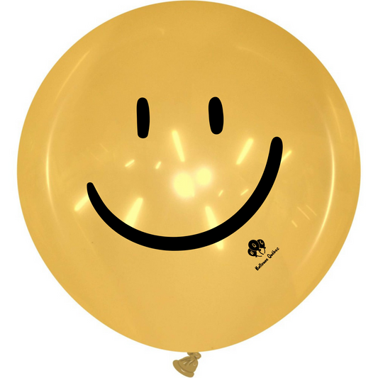 Cattex 40" Crystal Orange Round Smiley Latex Balloon – 2-Sided Print (1 Piece)