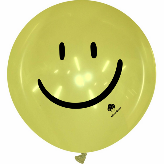 Cattex 40" Crystal Yellow Round Smiley Latex Balloon – 2-Sided Print (1 Piece)