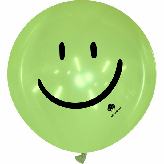 Cattex 40" Crystal Green Round Smiley Latex Balloon – 2-Sided Print (1 Piece)
