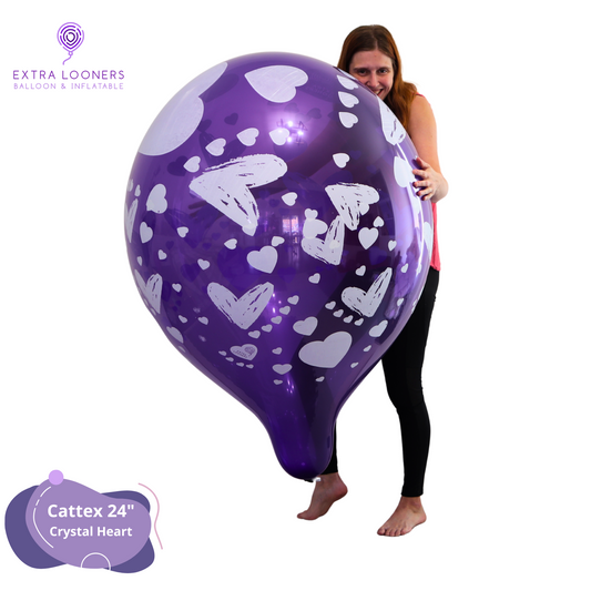 Cattex 24" Crystal White Heart Print Premium Latex Balloon – Color Choices (1 Piece)