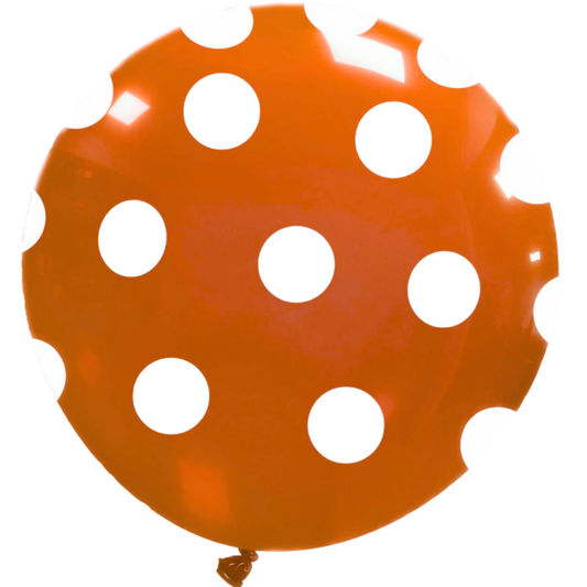 Cattex 32" Round Orange Polka Dots Latex Balloon – (1 Piece)