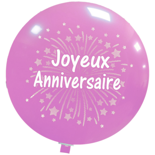 Cattex 35" Giant Pink Anniversaire Fireworks Latex Balloon – (1 Piece)