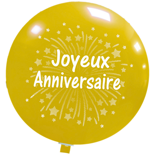 Cattex 35" Giant Yellow Anniversaire Fireworks Latex Balloon – (1 Piece)