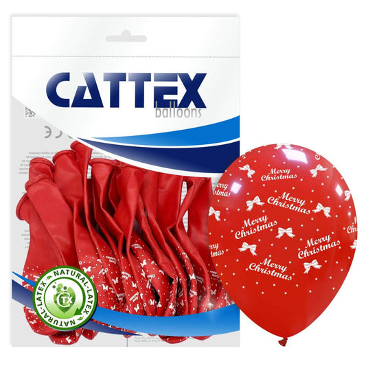 Cattex 12" Merry Christmas Latex Balloons – (Pack of 20)