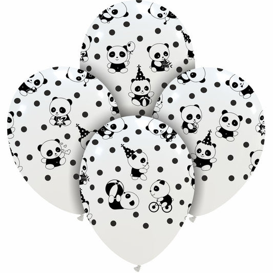 Cattex 12" Panda All-Around Latex Balloons – (Pack of 20)