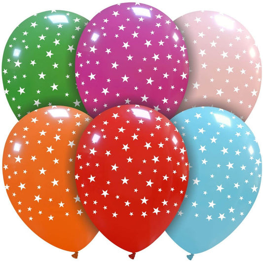 Cattex 12" Assorted Vibrant Colors Stars Latex Balloons – (Pack of 20)