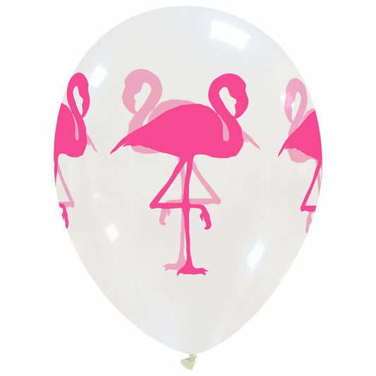 Cattex 12" Clear Flamingo Latex Balloons – (Pack of 20)