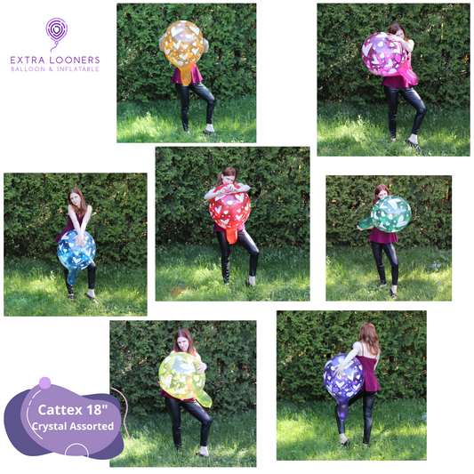 Cattex 18" Assorted Crystal White Heart Print Premium Latex Balloons – (Pack of 25)